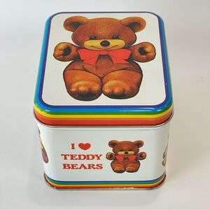 Cheinco Chein Industries USA I Love Teddy Bears Vintage 1984 Rainbow Tin Box